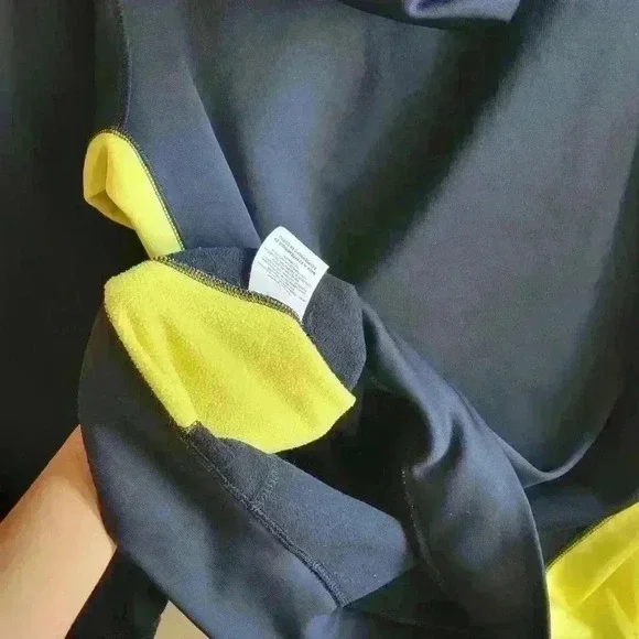 Nike Mens Medium Therma Fit Knockout Hoodie Sweatshirt Dark Blue /Neon Yellow - Picture 10 of 11